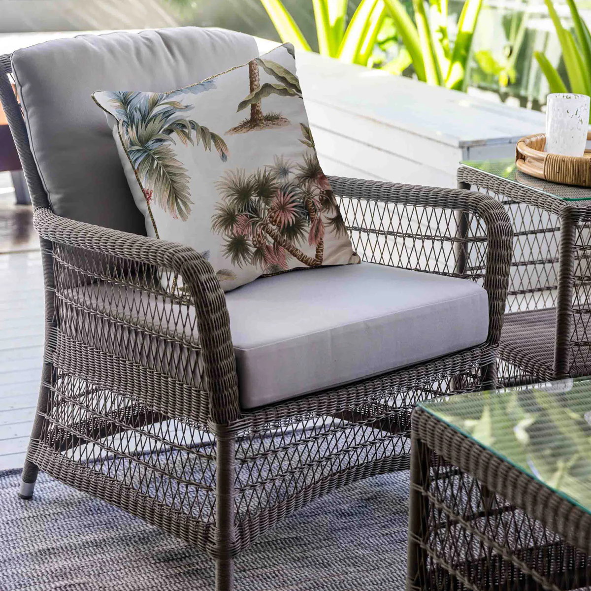 Hampton Outdoor Armchair Stone With Ecru - Image 4