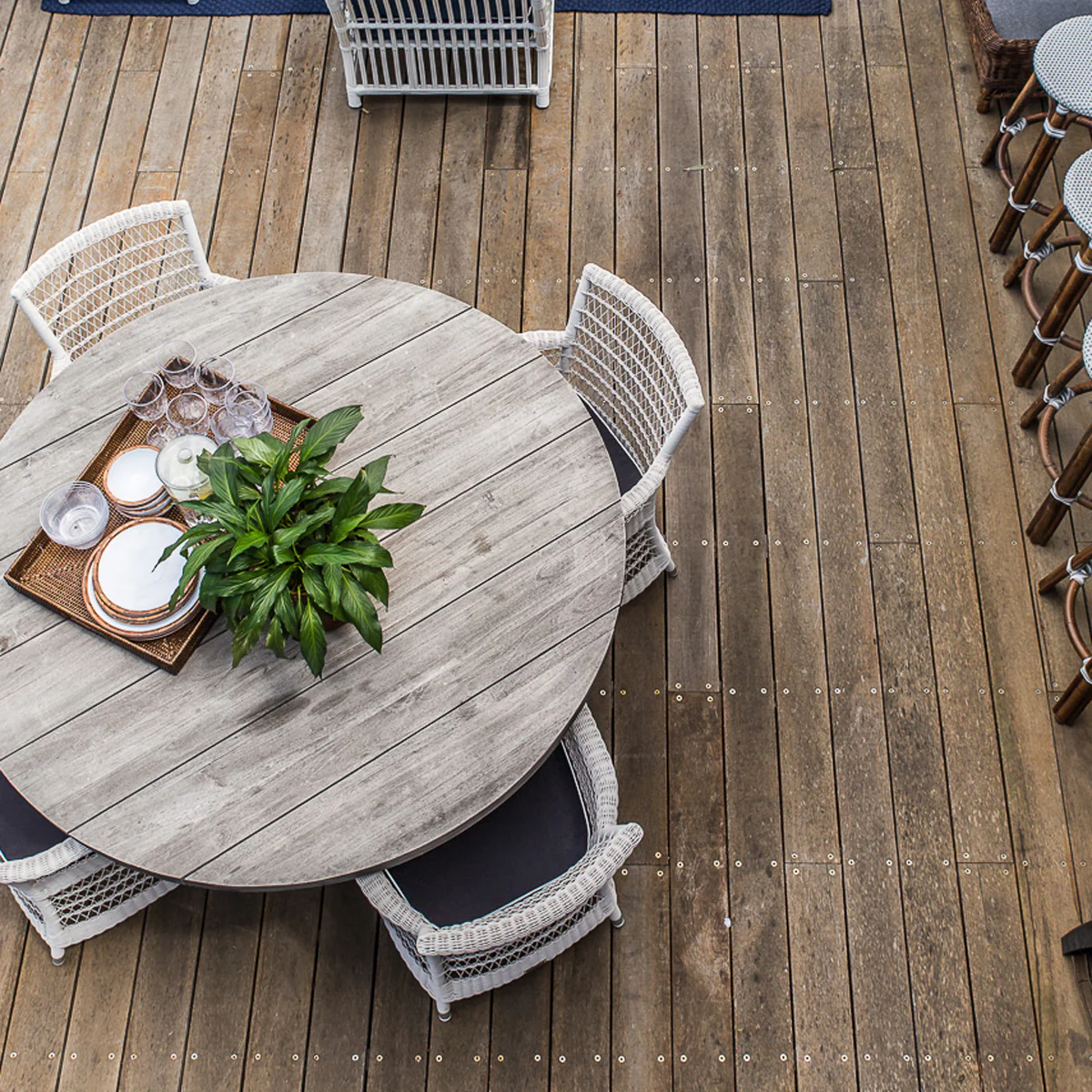 Hampton Outdoor Dining Table Teak Round 150cm - Image 3