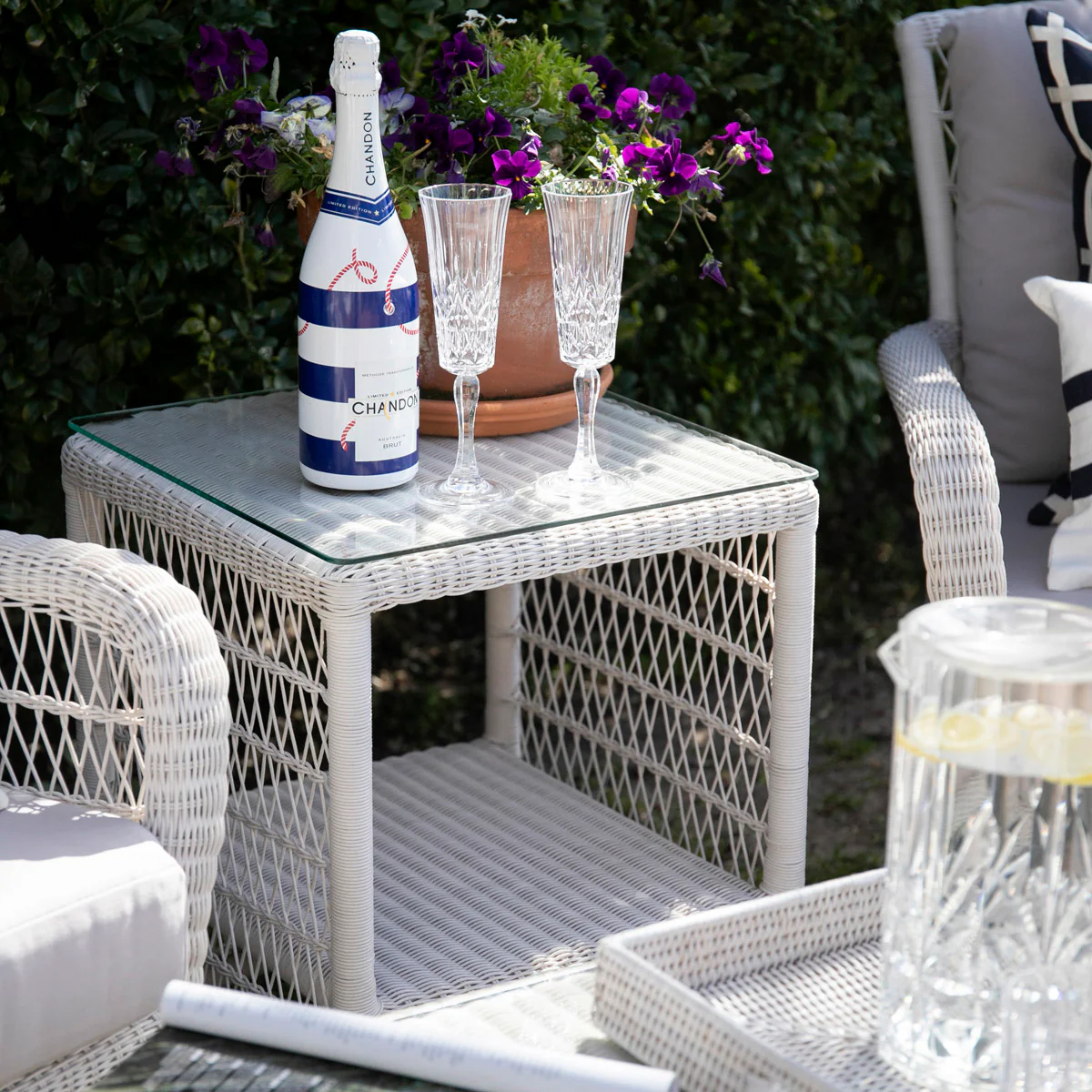 Hampton Outdoor Side Table White - Image 3