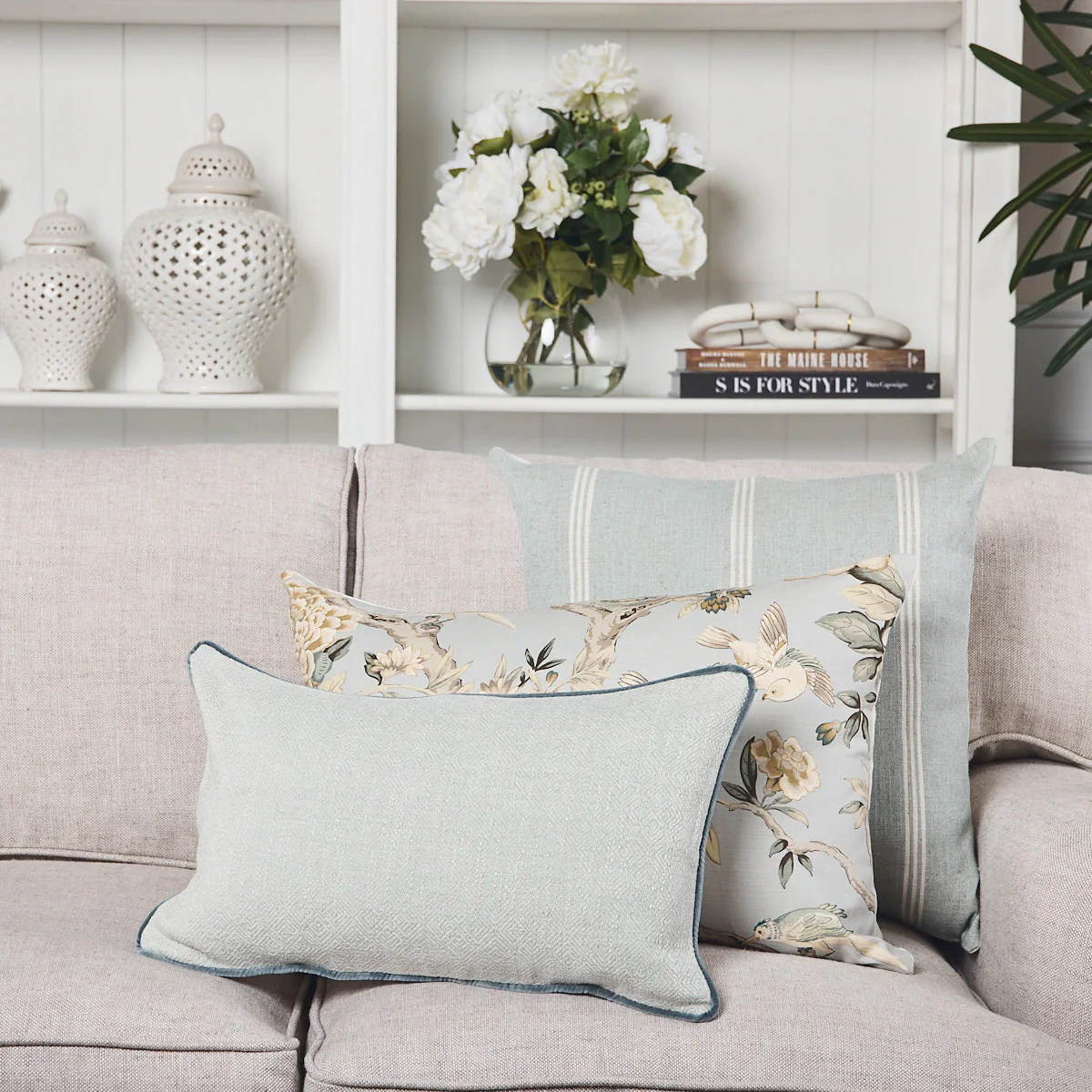 Herringbone Rectangular Cushion Cover (Sea Mist) - Image 2