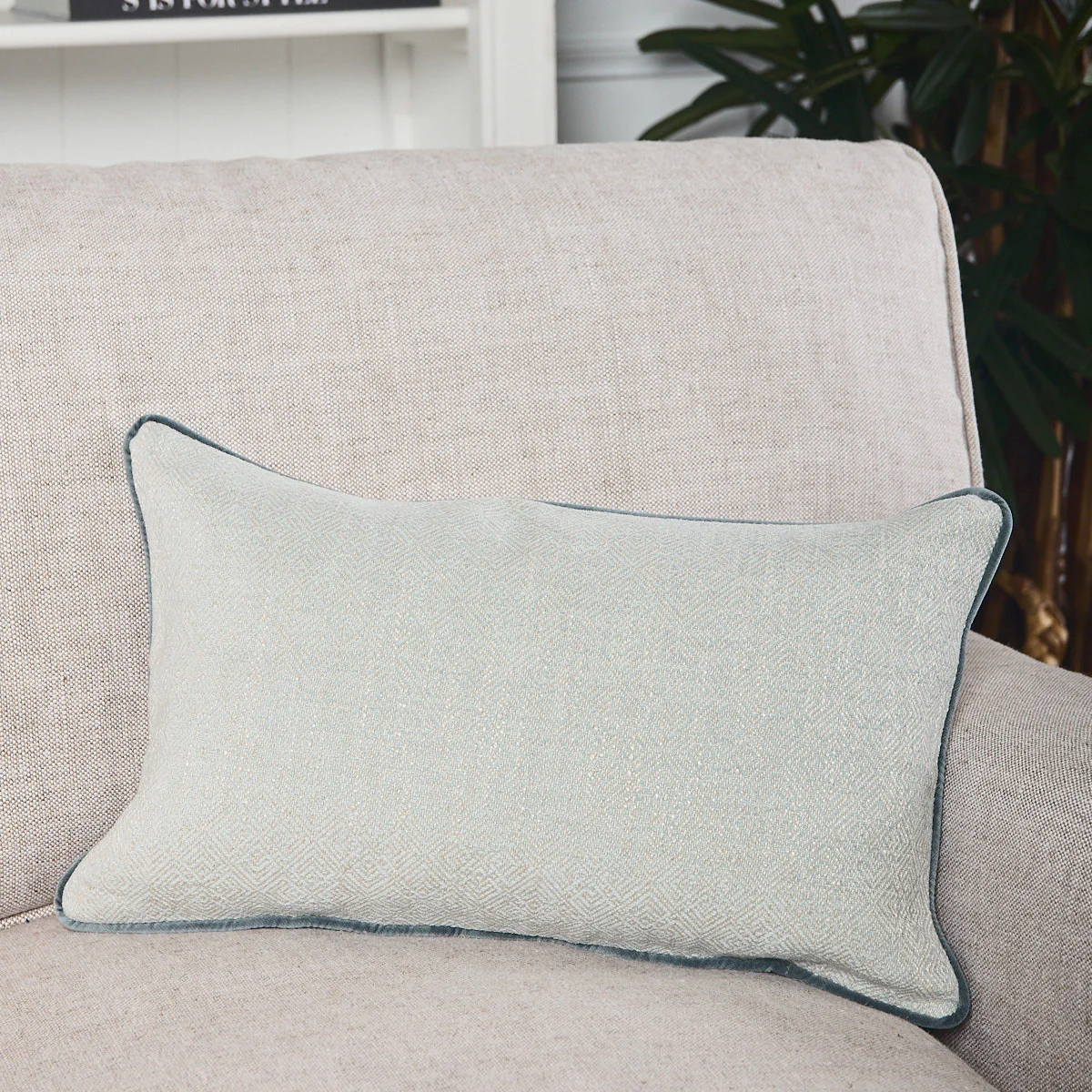 Herringbone Rectangular Cushion Cover (Sea Mist) - Image 3