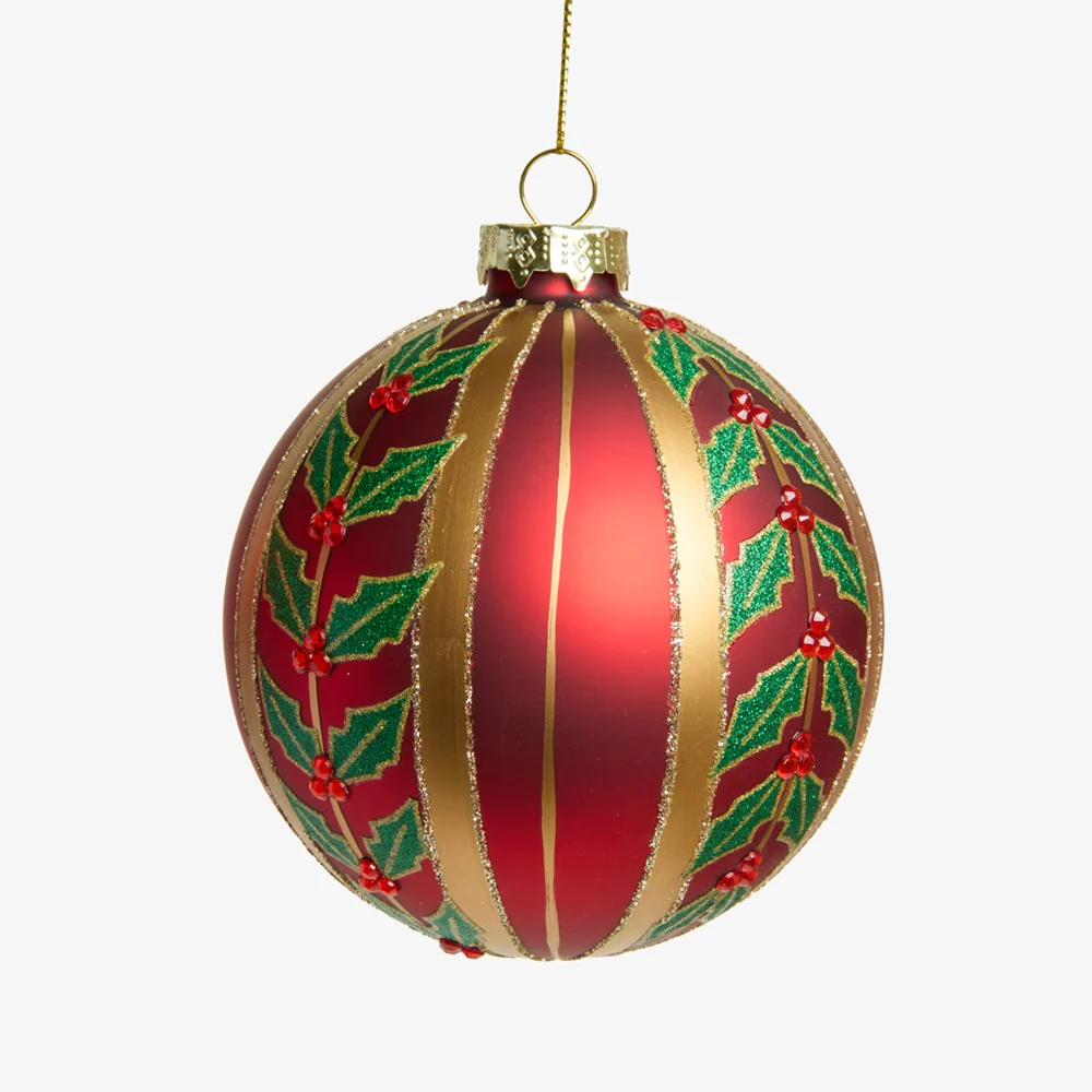 Holly Baubles Set Of 4 (Red & Green) - Image 3