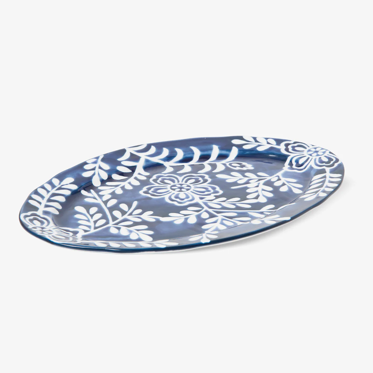 Indigo Bloom Floral Platters