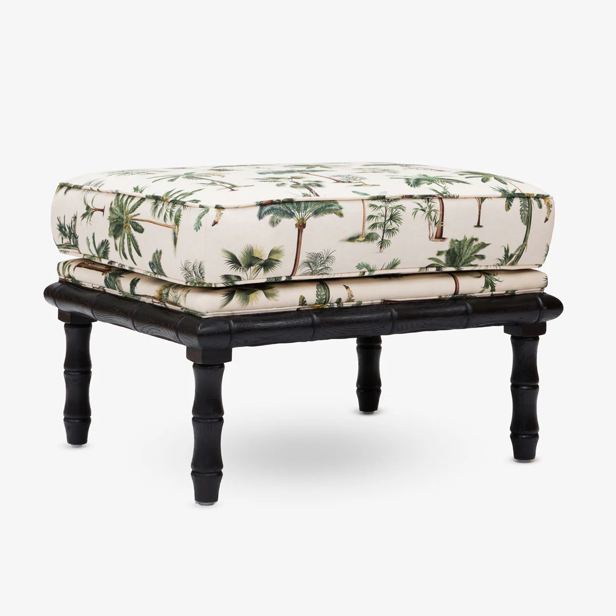 Indira Bamboo Ottoman (Black & Le Palm)