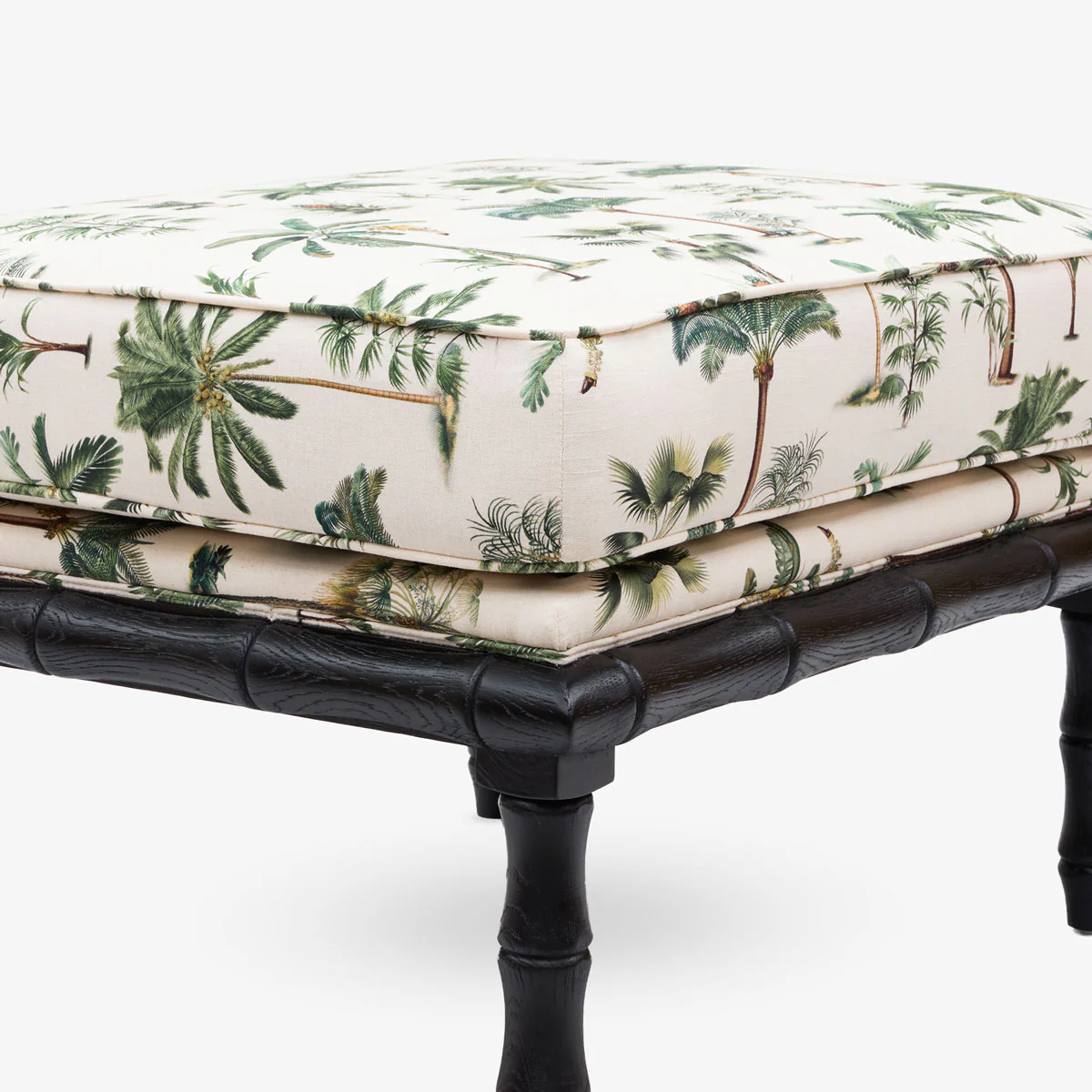 Indira Bamboo Ottoman (Black & Le Palm) - Image 3