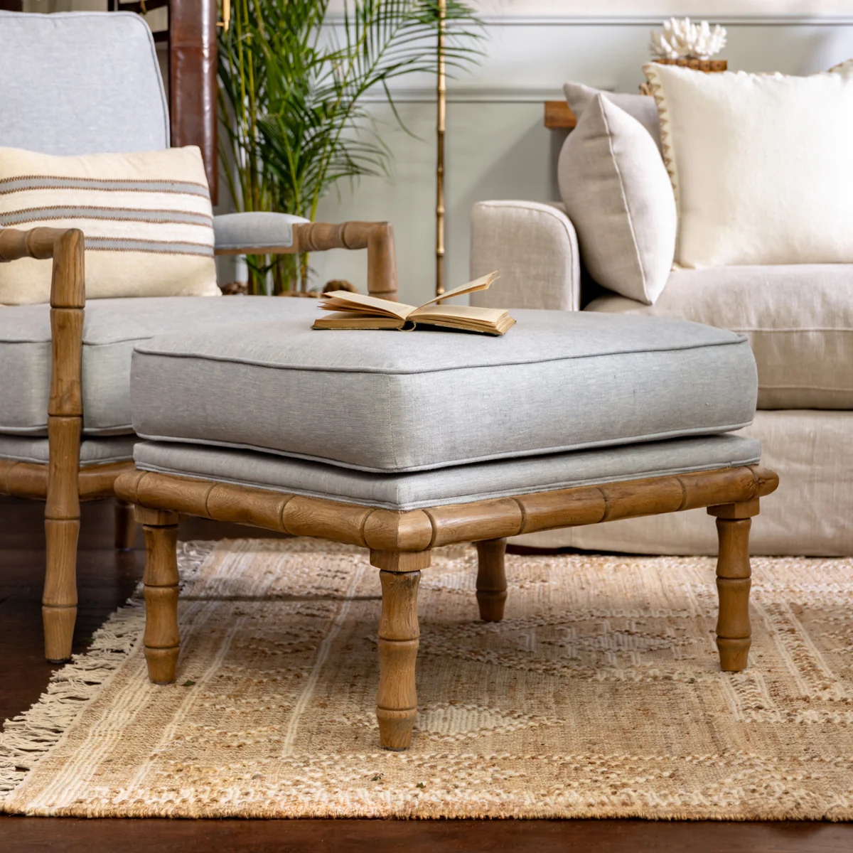 Indira Bamboo Ottoman (Oak & Duck Egg Blue) - Image 2