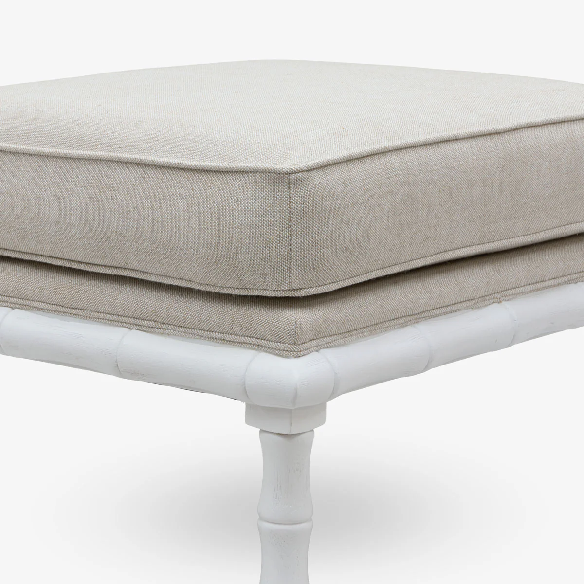 Indira Bamboo Ottoman (White & Natural) - Image 3