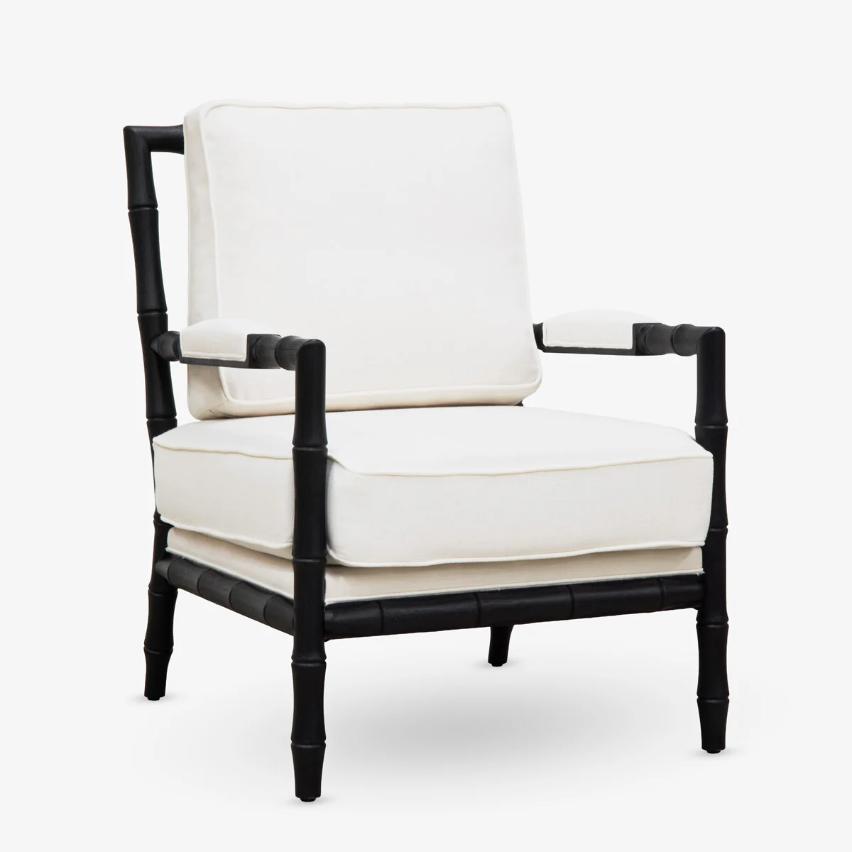 Indira Black Oak Bamboo Armchair (White)