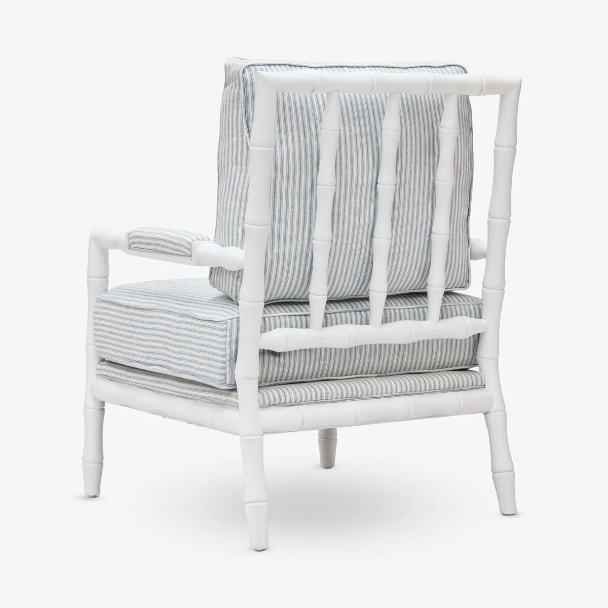 Indira White Bamboo Armchair (Blue Stripe) - Image 3