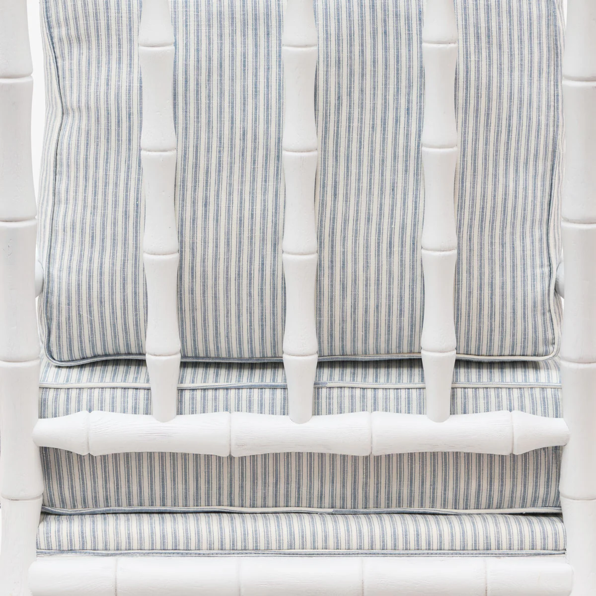 Indira White Bamboo Armchair (Blue Stripe) - Image 4