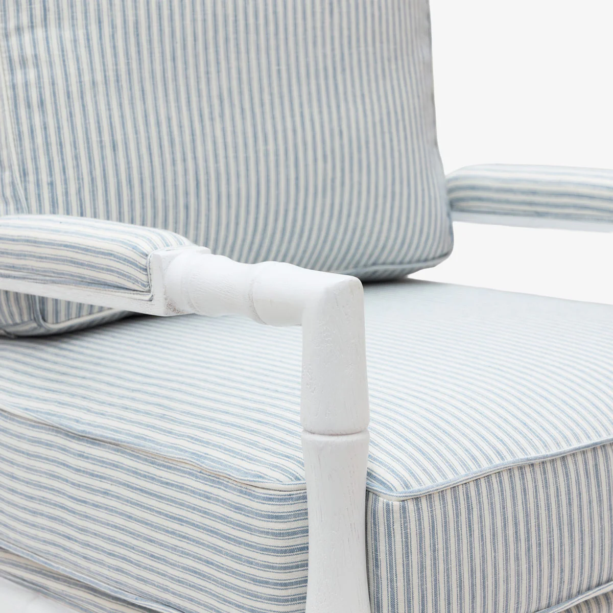 Indira White Bamboo Armchair (Blue Stripe) - Image 5
