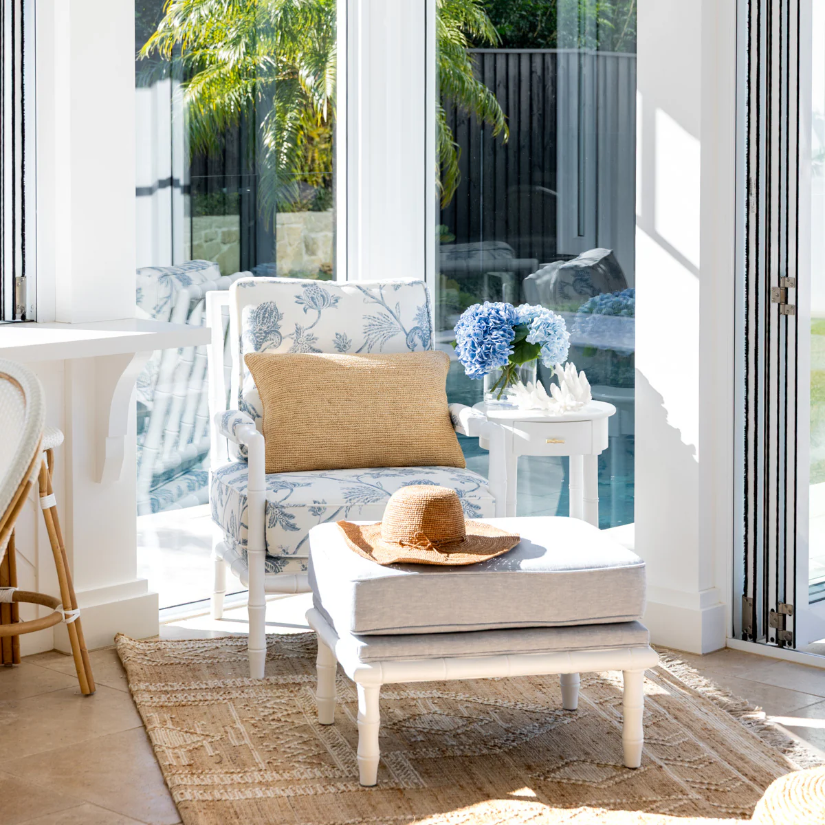 Indira White Bamboo Armchair (Spring Floral) - Image 2