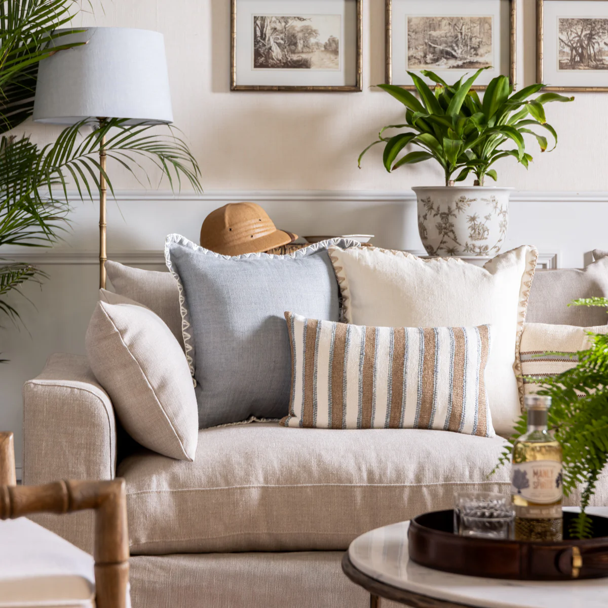 Kimberley Light Blue Linen Cushion Cover - Image 2