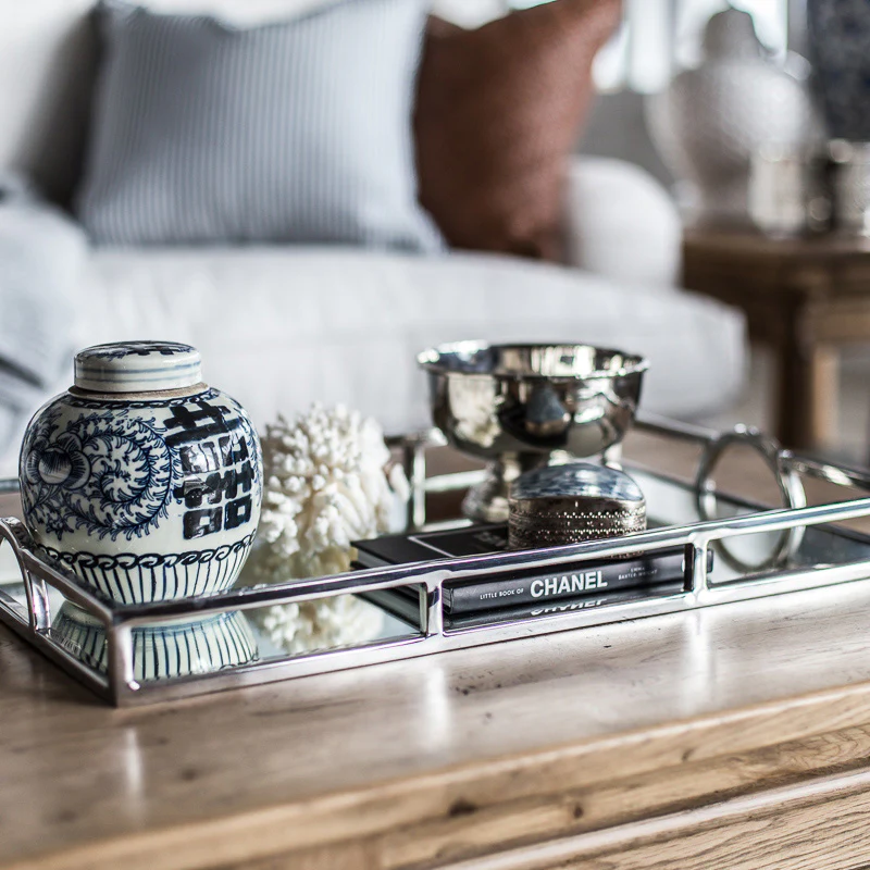 Rectangle Mirror Tray with Arch Handle - Image 3