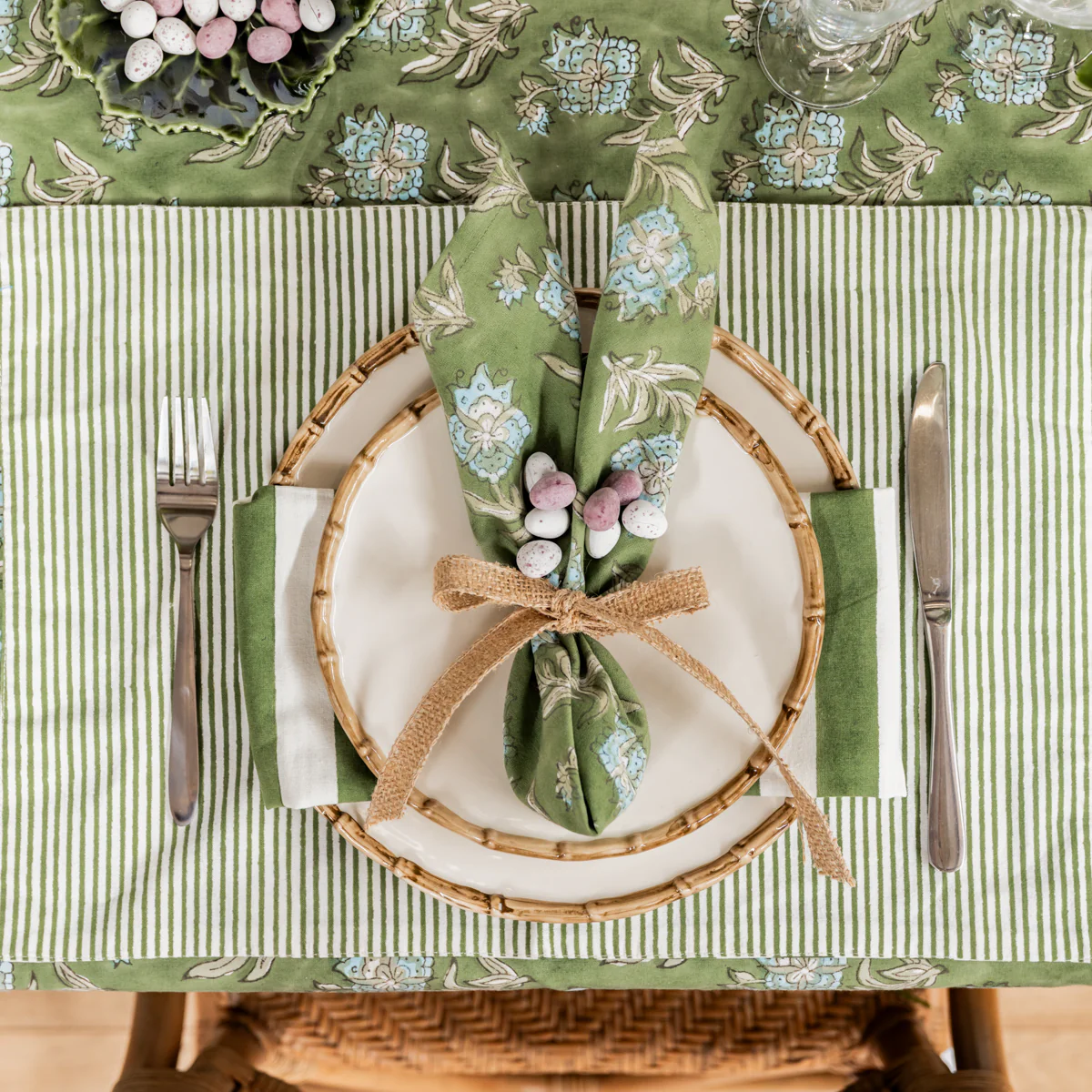 Laya Sage Stripe Double Sided Placemat (Set of 4) - Image 2