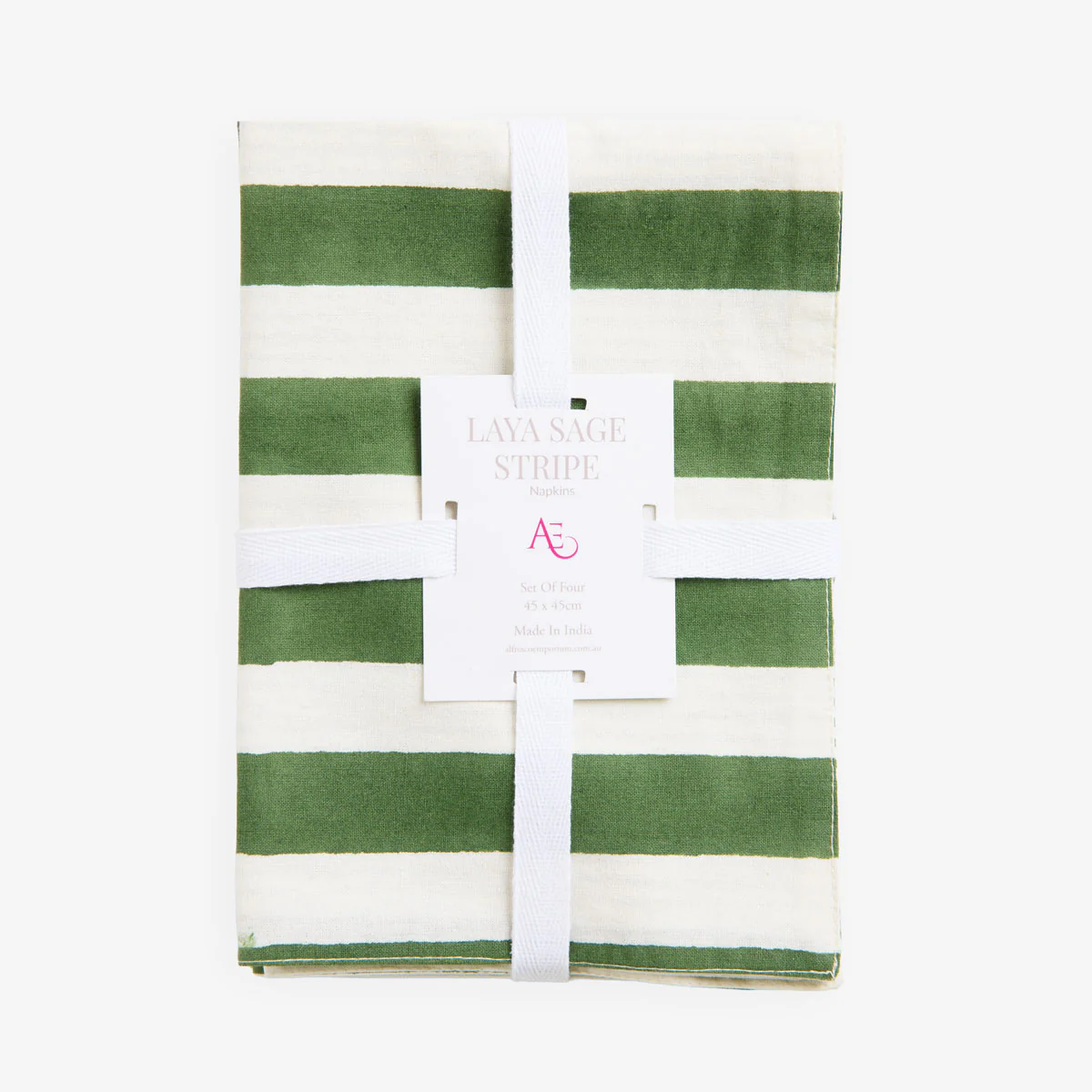 Laya Sage Wide Stripe Napkins (Set of 4)
