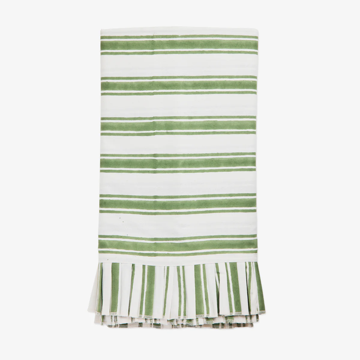 Laya Sage Wide Stripe Ruffled Tablecloths