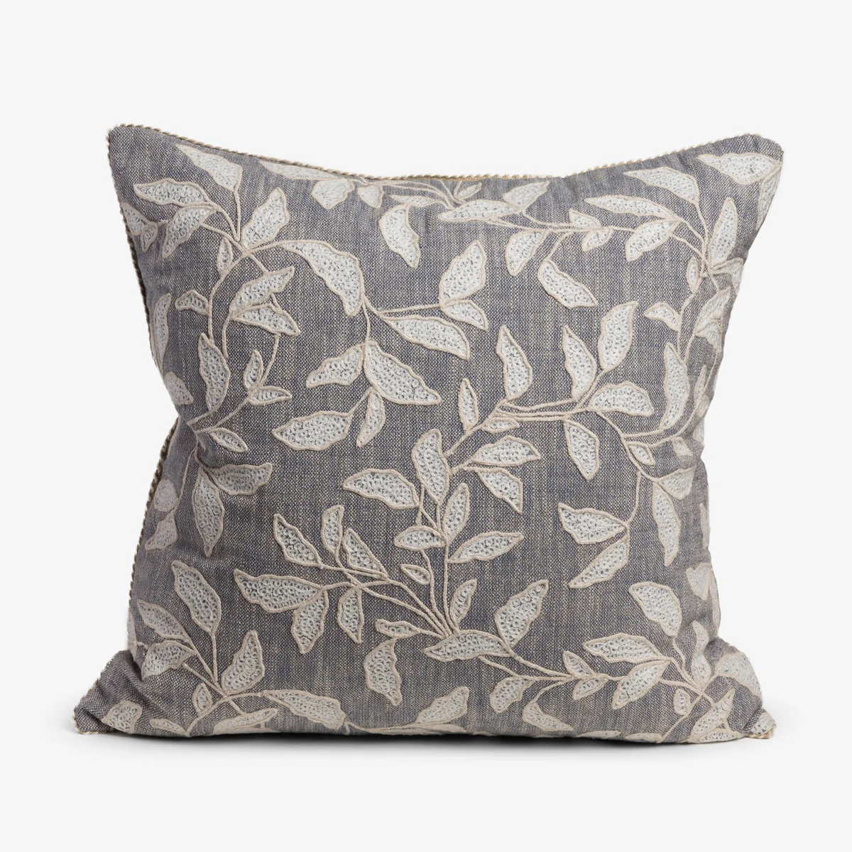 Leaf Cushion Cover (Blue & White)