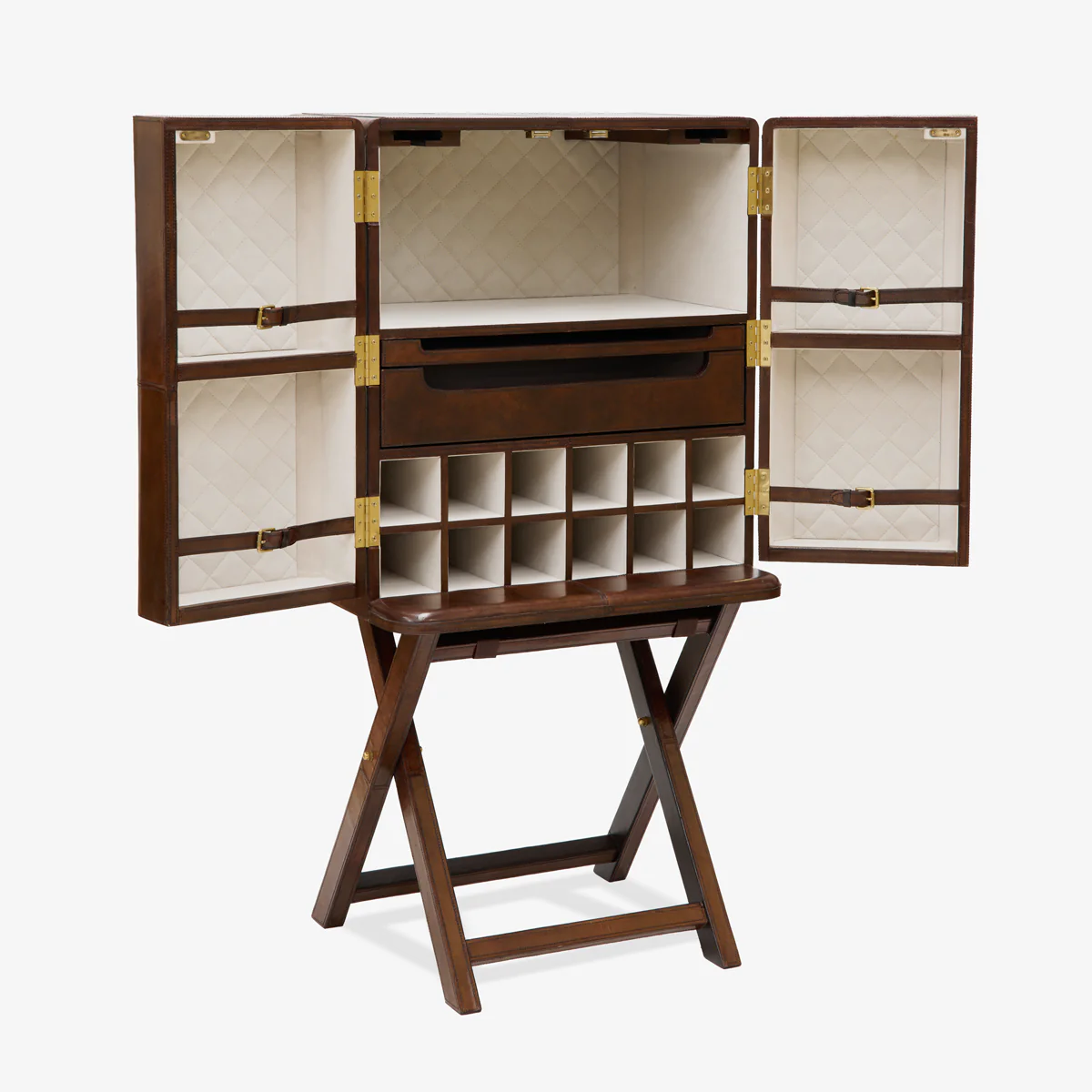 Leather Bar Stand with Gold Handles - Image 3