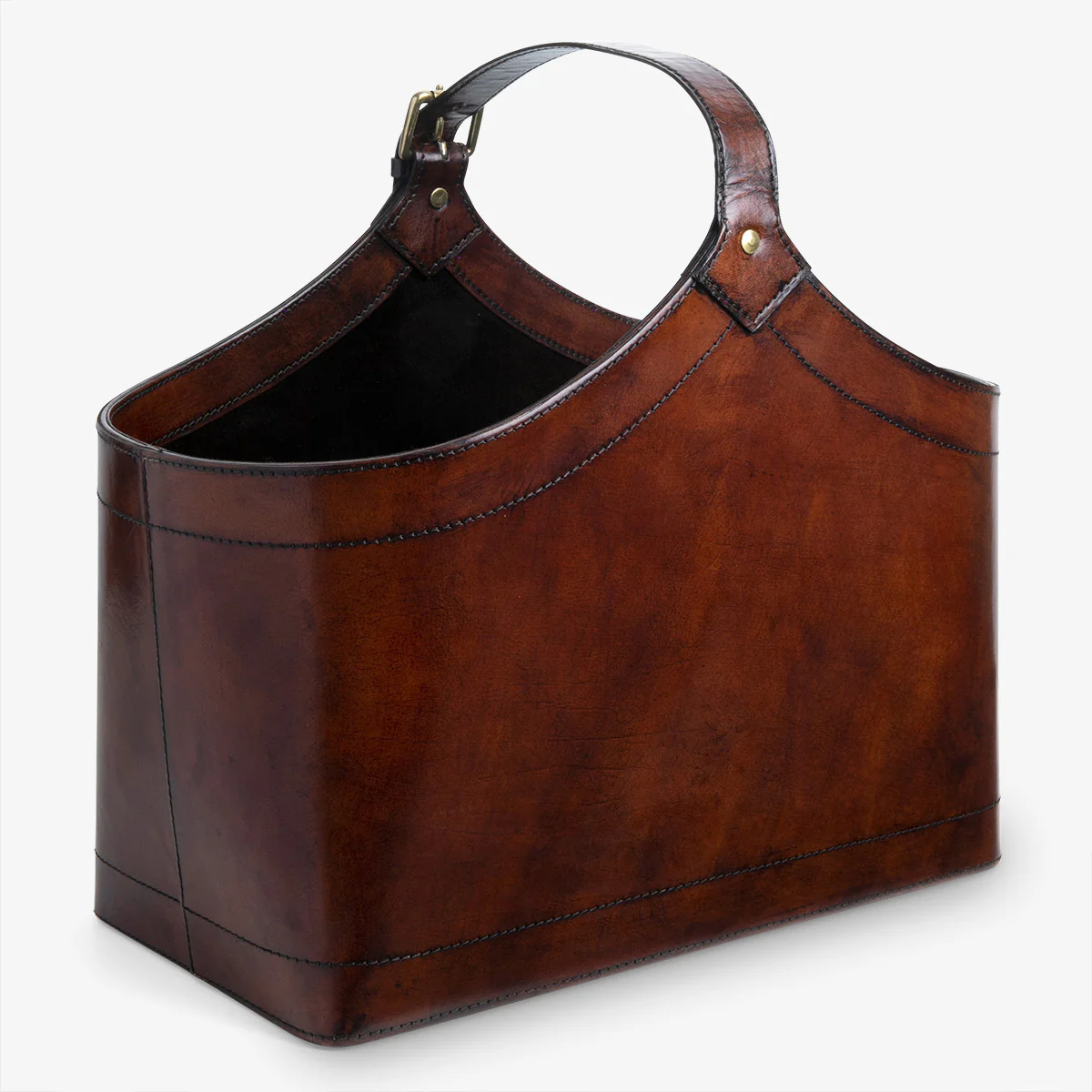 Leather Magazine Basket