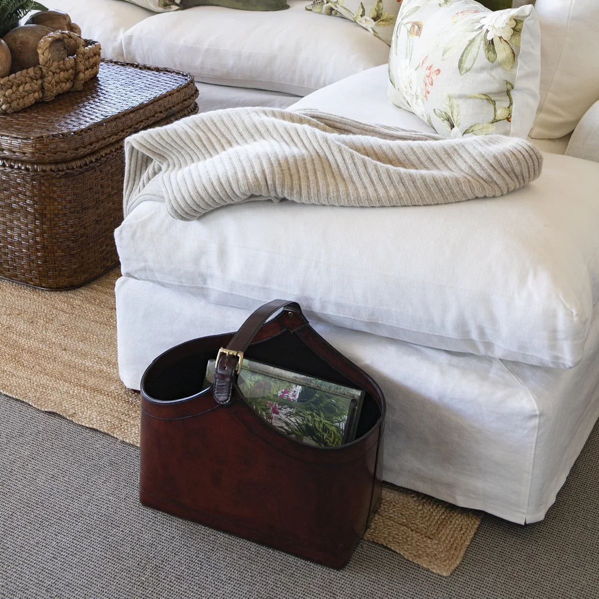 Leather Magazine Basket - Image 2