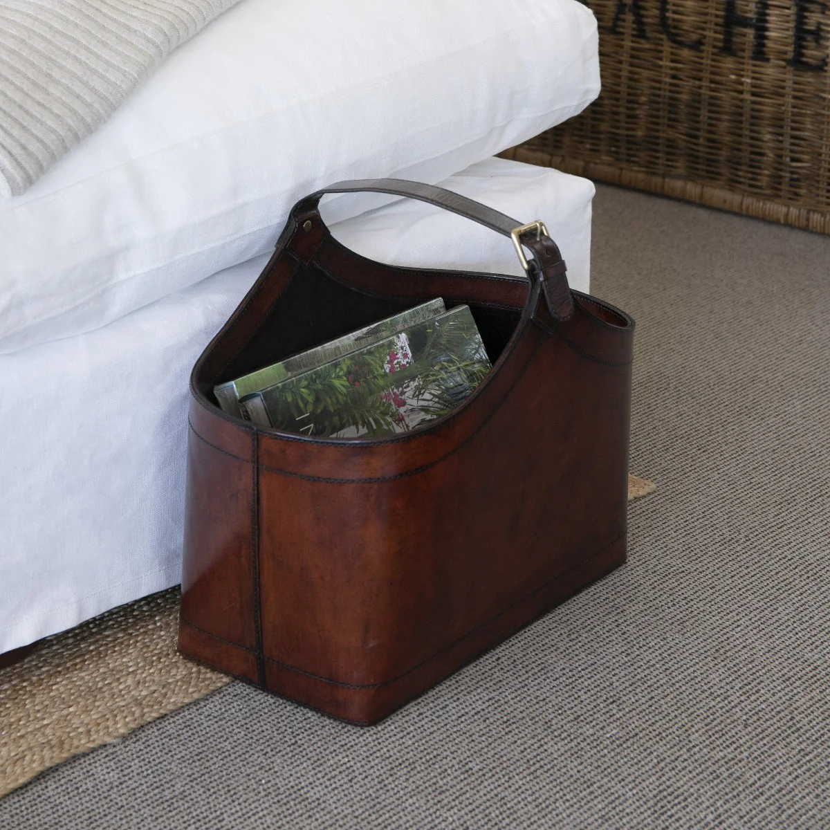 Leather Magazine Basket - Image 3