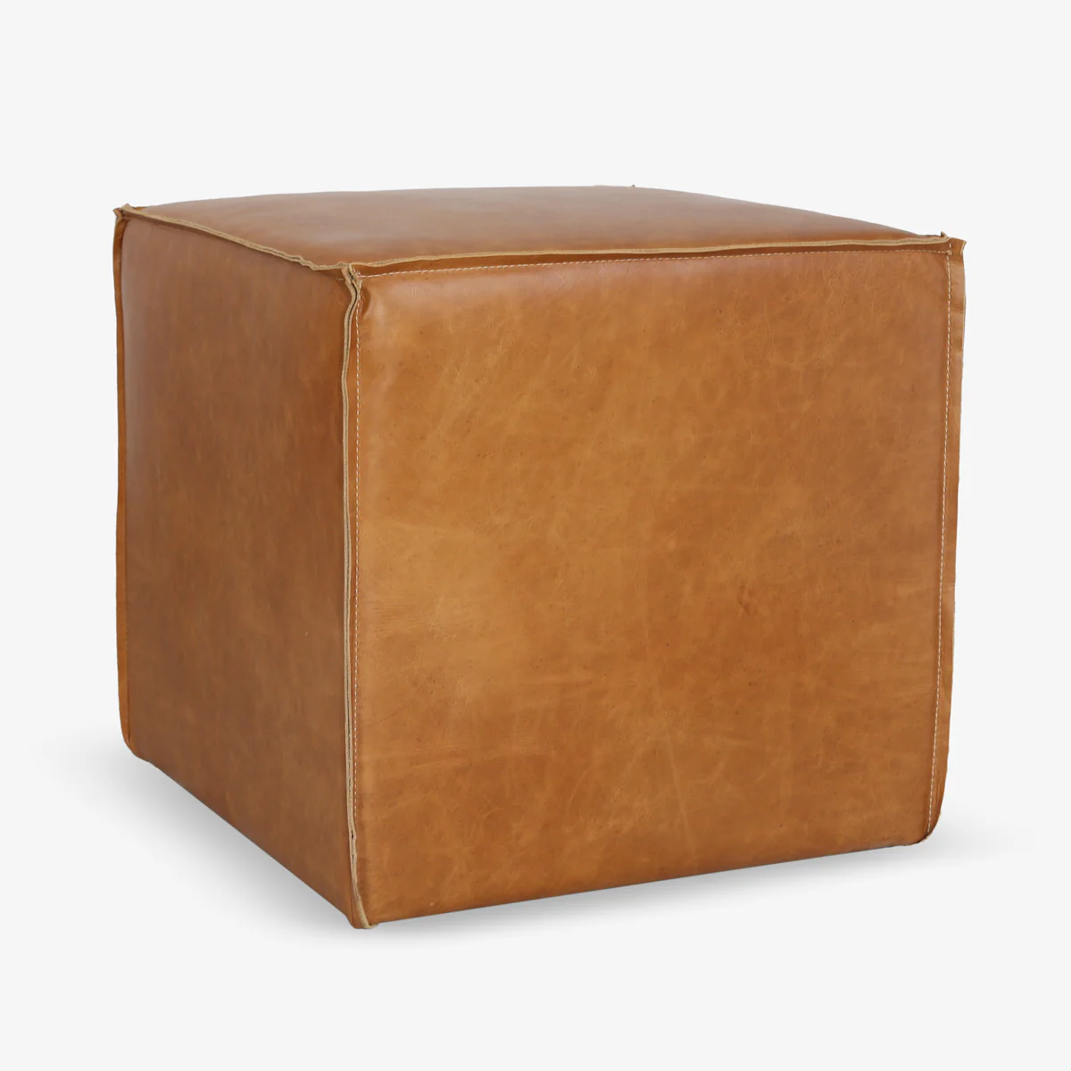 Leather Ottoman (Tan)