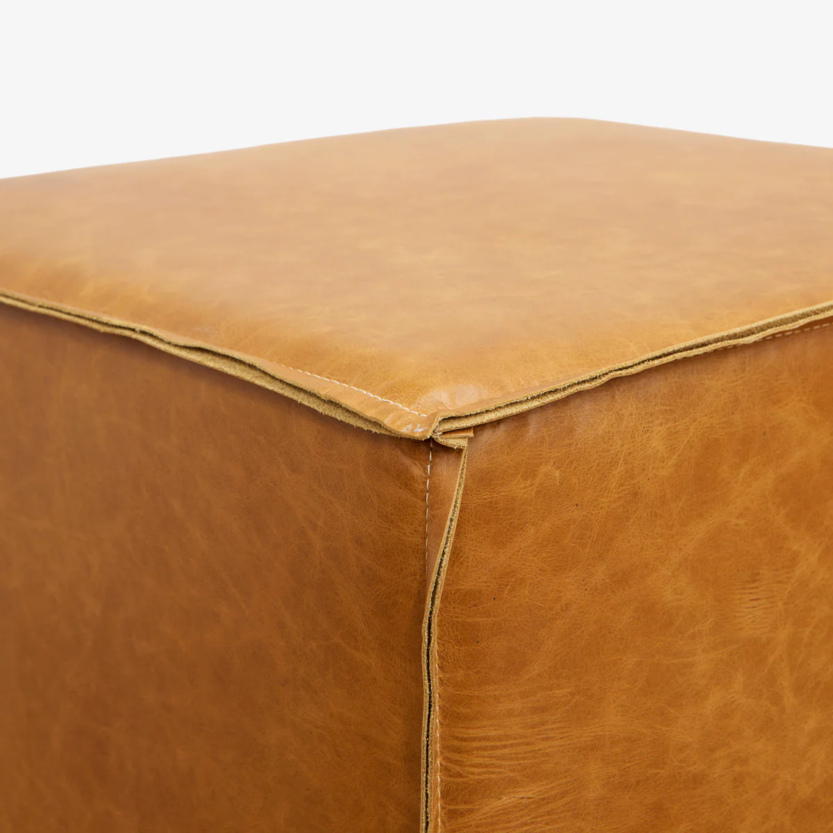 Leather Ottoman (Tan) - Image 3