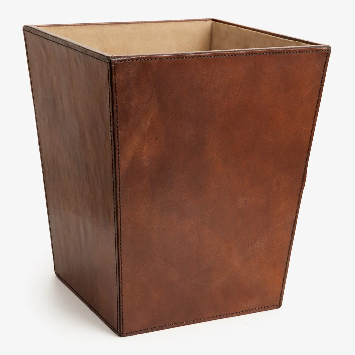 Leather Waste Bin (Brown With Brass) - Image 3