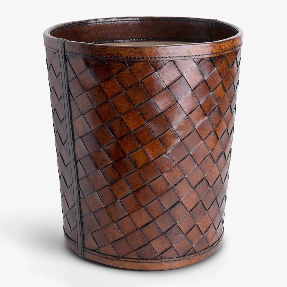 Leather Waste Bin Woven