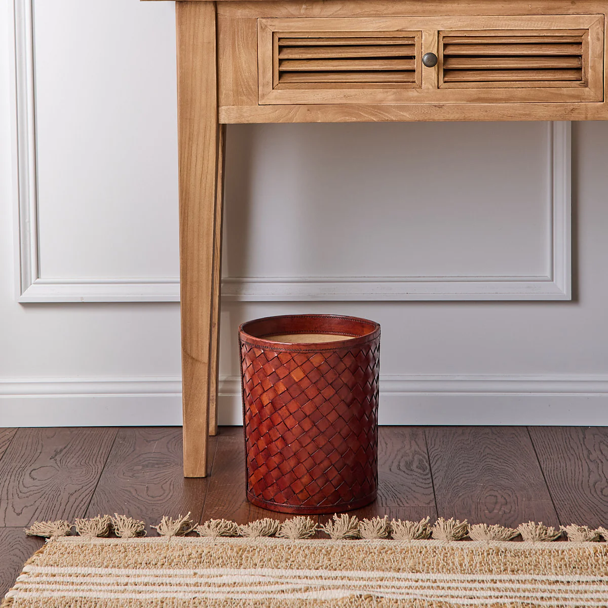 Leather Waste Bin Woven - Image 2