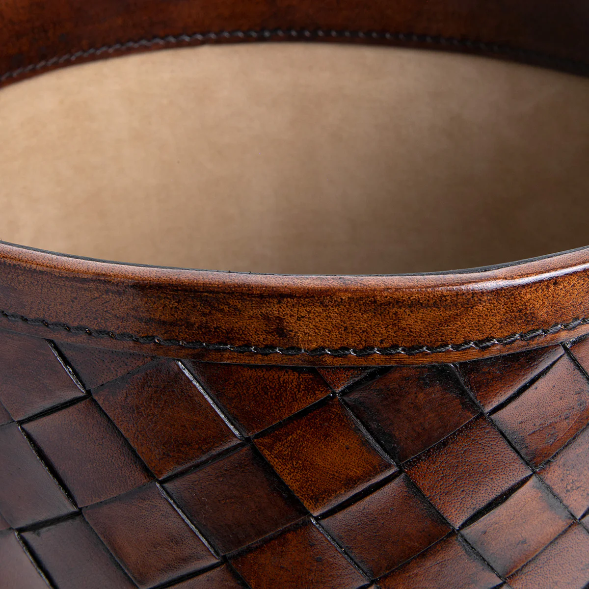 Leather Waste Bin Woven - Image 3