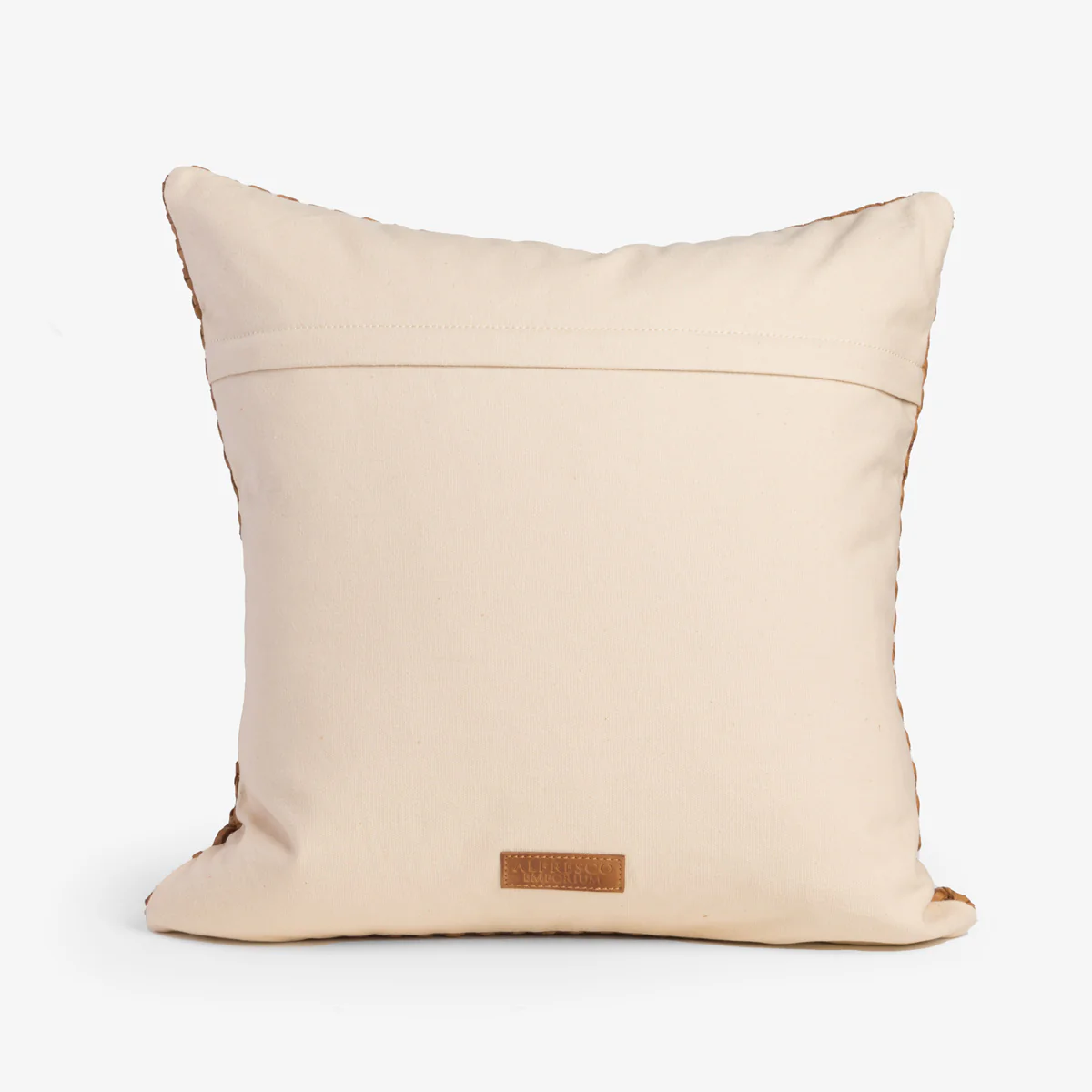 Leather Woven Cushion Cover (Tan Geometric) - Image 3