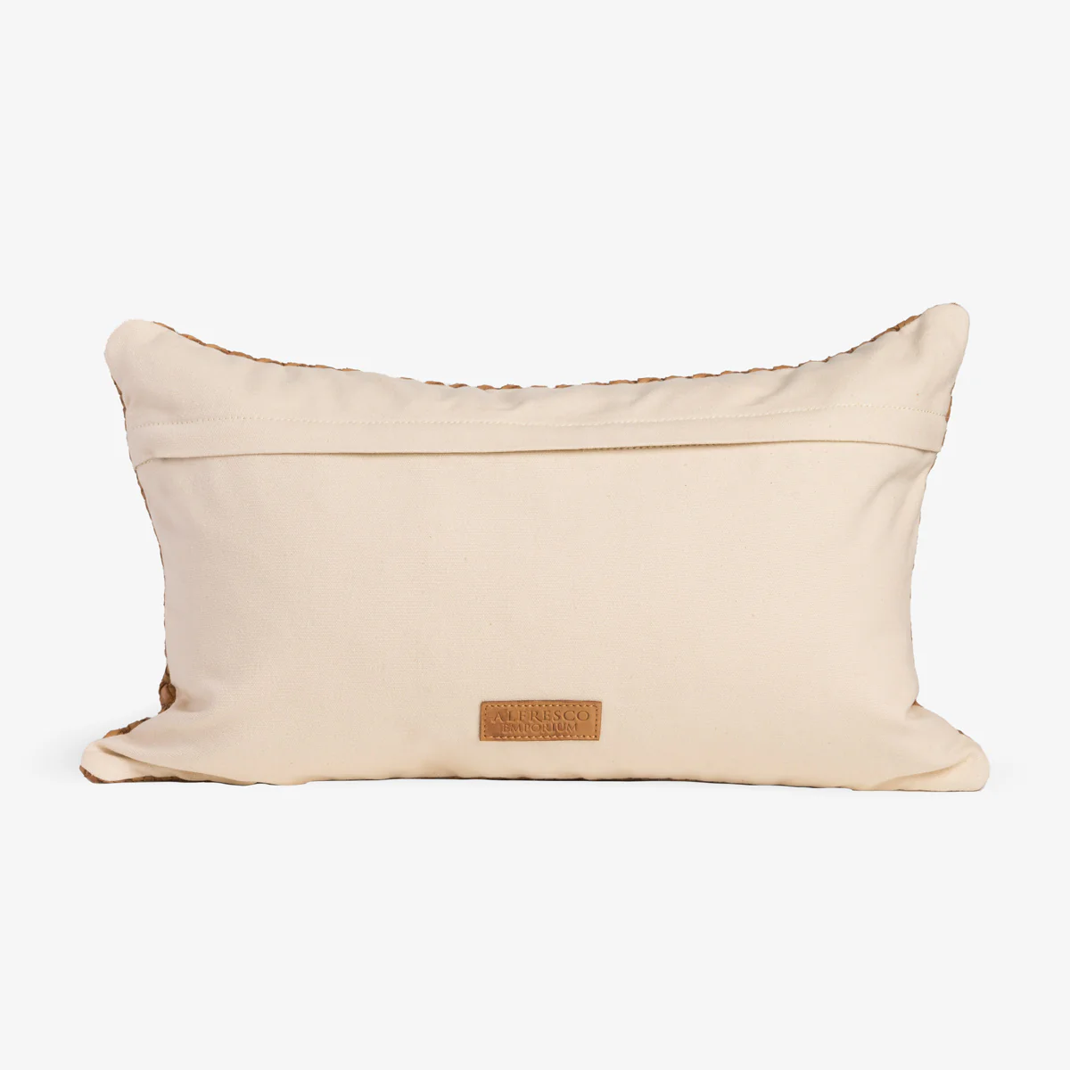 Leather Woven Rectangular Cushion Cover (Tan Geometric) - Image 4