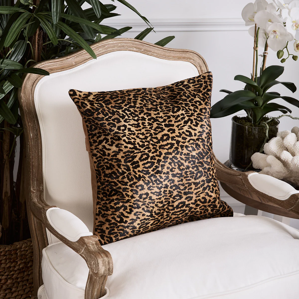 Leopard Print Suede Cushion Cover (Black) - Image 3
