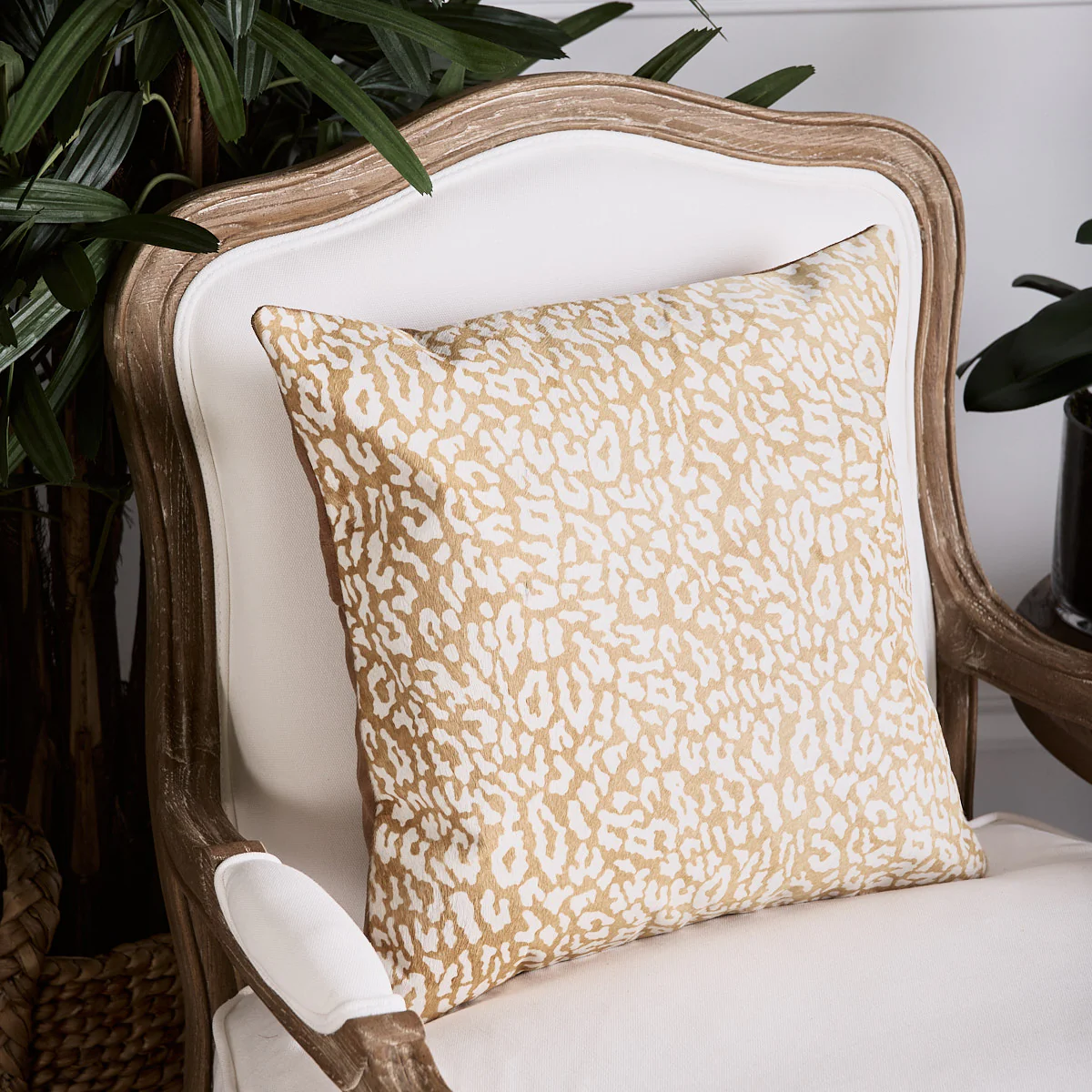 Leopard Print Suede Cushion Cover (White) - Image 3