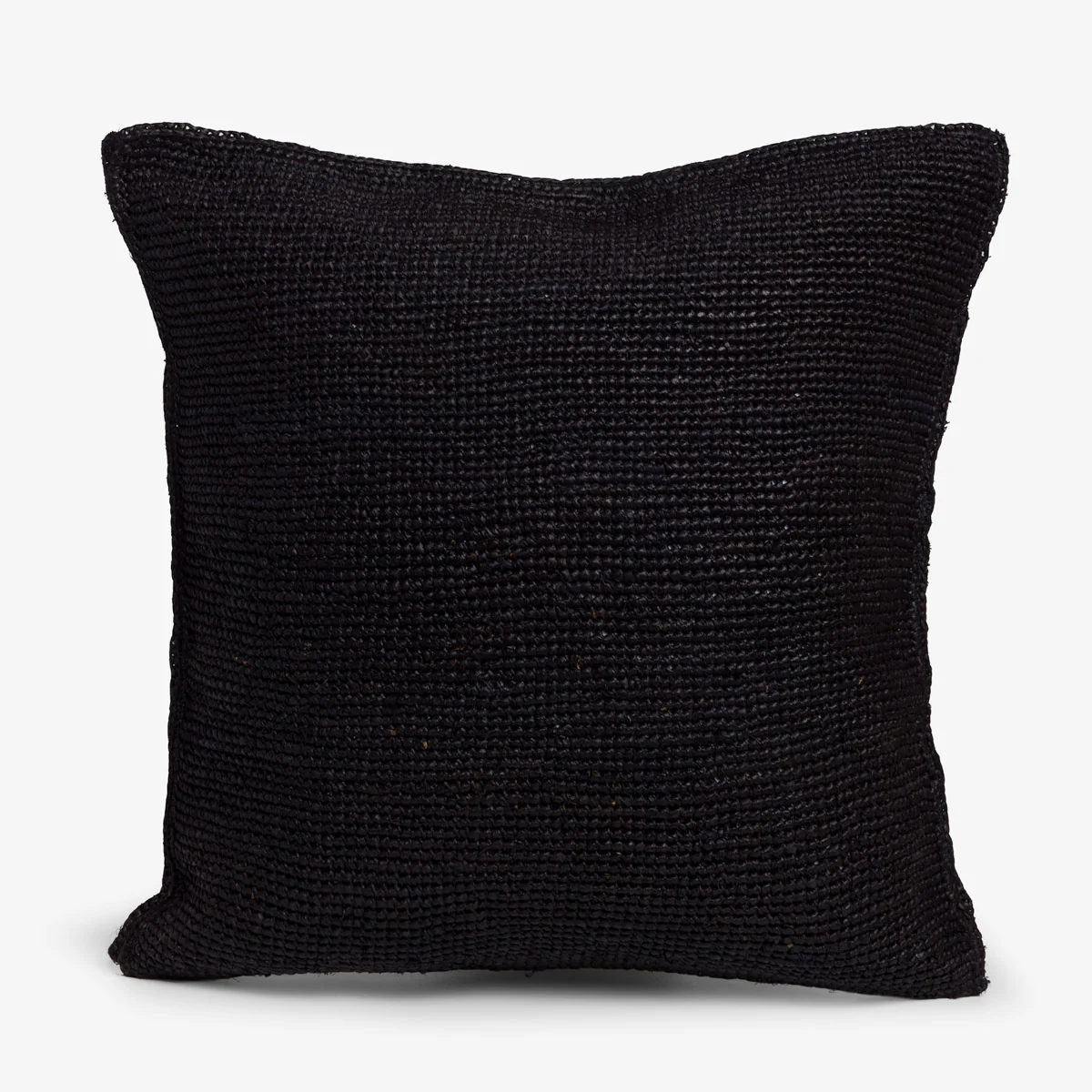 Madagascar Raffia Crochet Cushion Cover (Black Small)