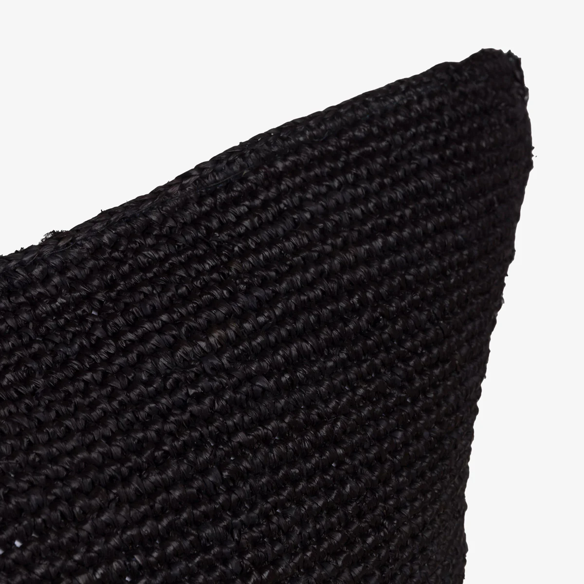 Madagascar Raffia Crochet Cushion Cover (Black Small) - Image 4