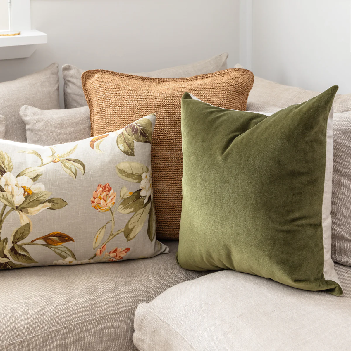 Madagascar Raffia Crochet Cushion Cover (Tea Large) - Image 4