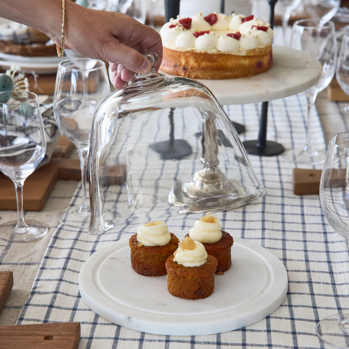 Marble & Glass Cake Cloche Dome - Image 2