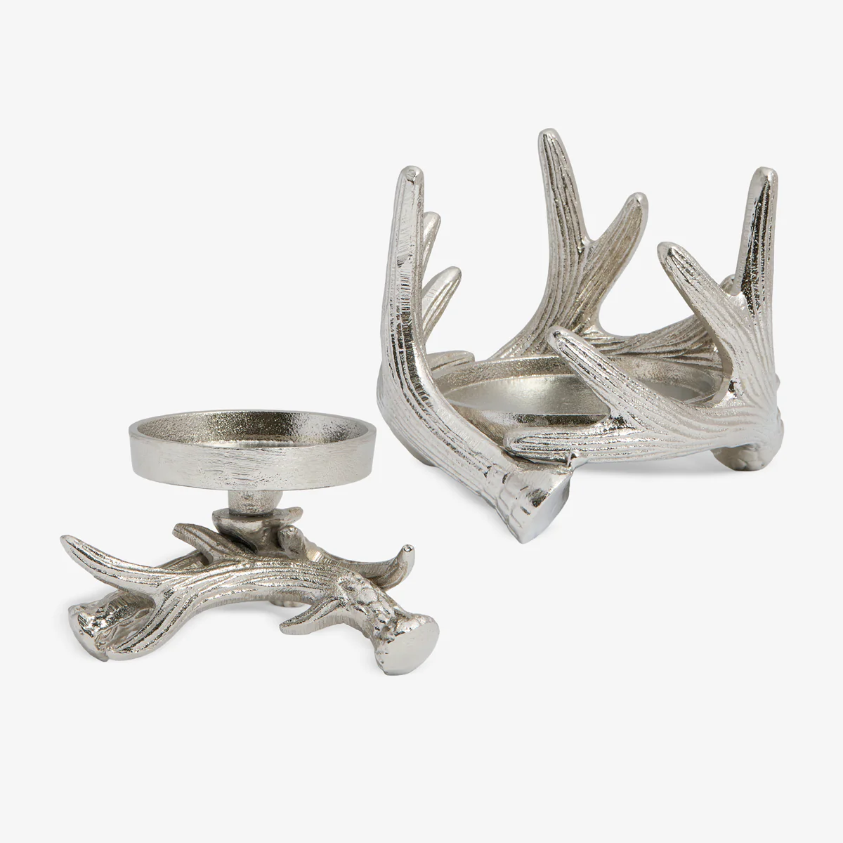 Metal Antler Candle Holders (Silver)