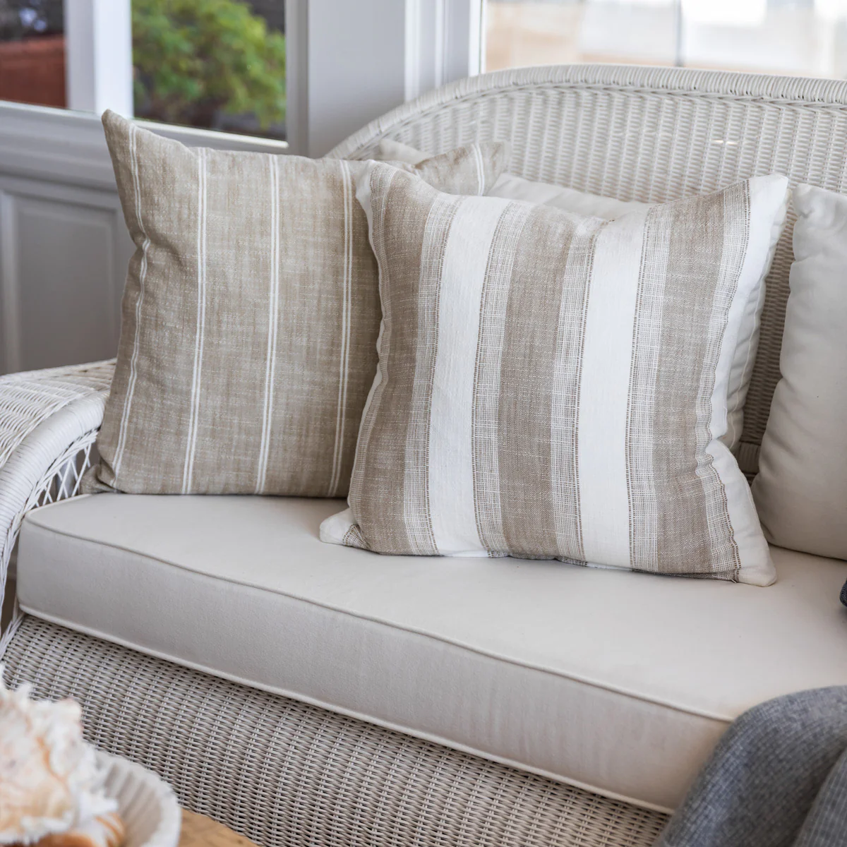 Mica Broad Stripe Cushion Cover (Beige) - Image 2