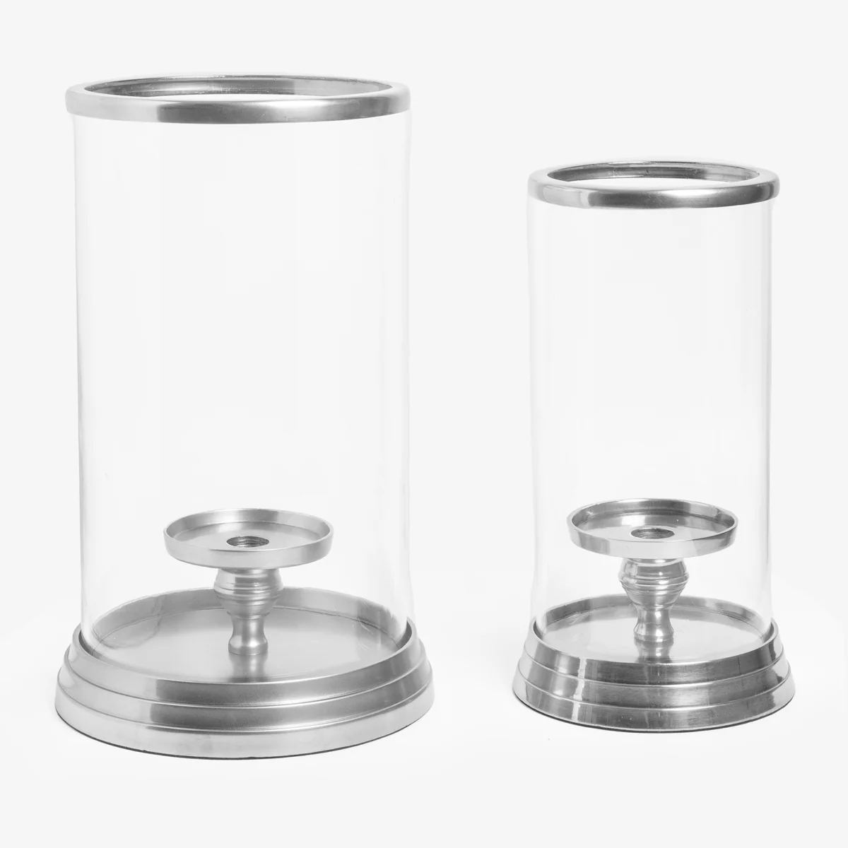 Nickel Hurricane Candle Holders