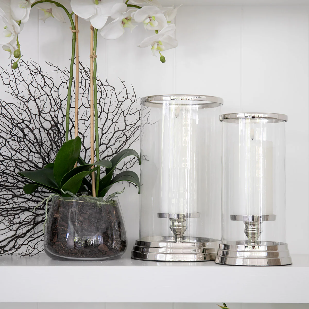 Nickel Hurricane Candle Holders - Image 3
