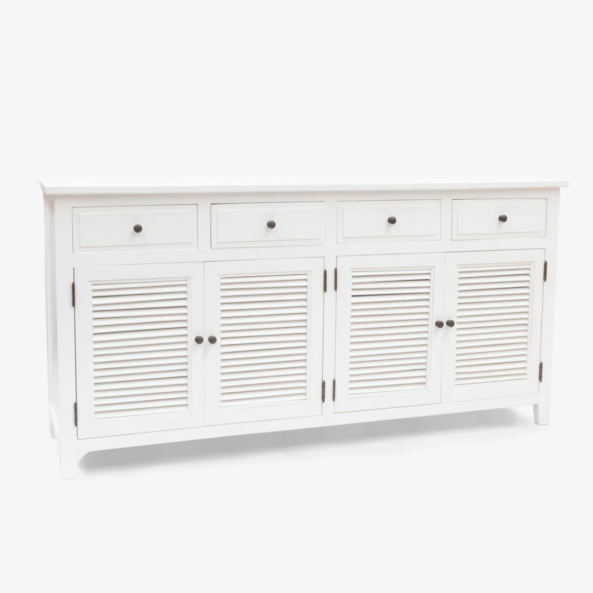 Oak 4 Drawer 4 Door Louvre Sideboard White