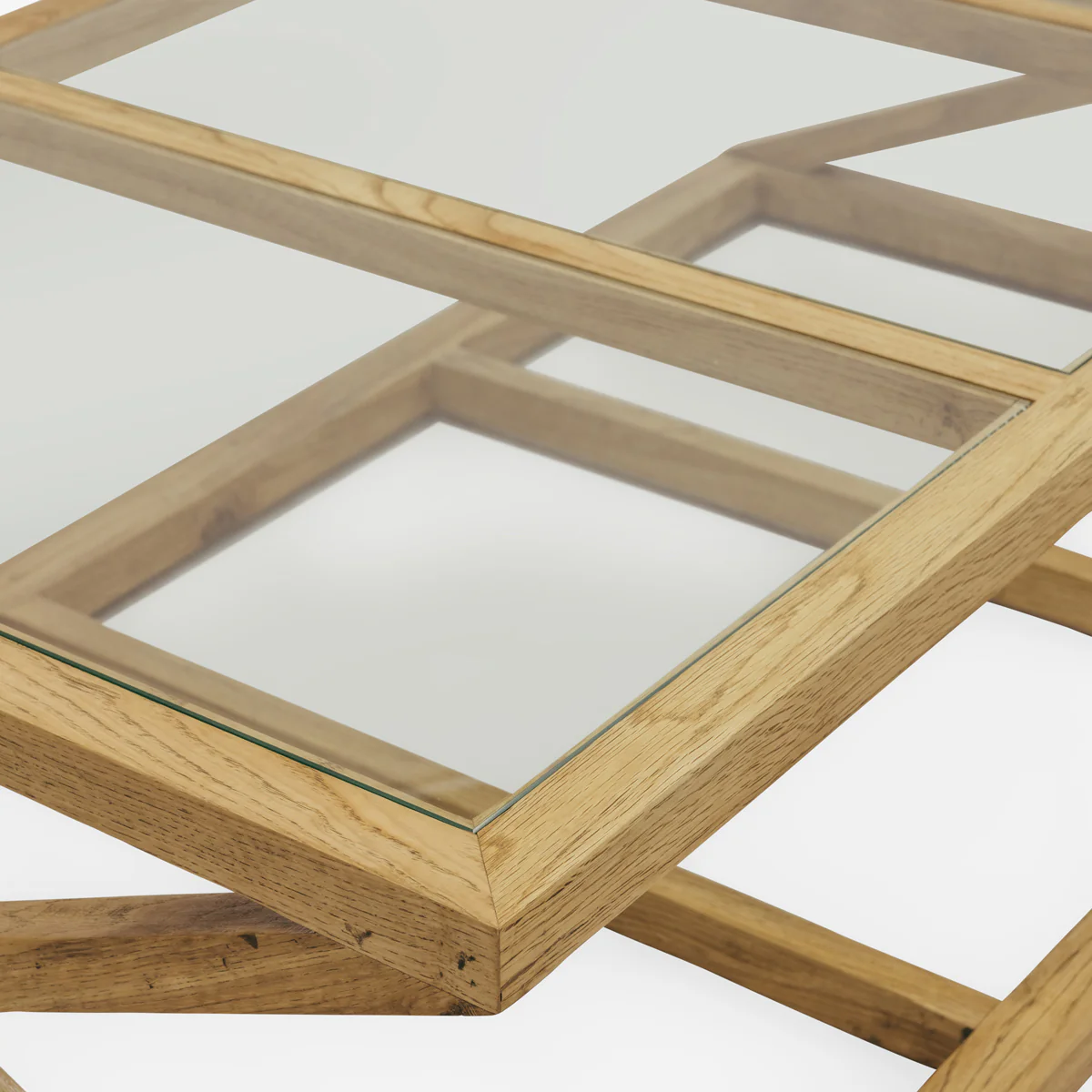 Oak Cross Leg Coffee Table 140cm - Image 3