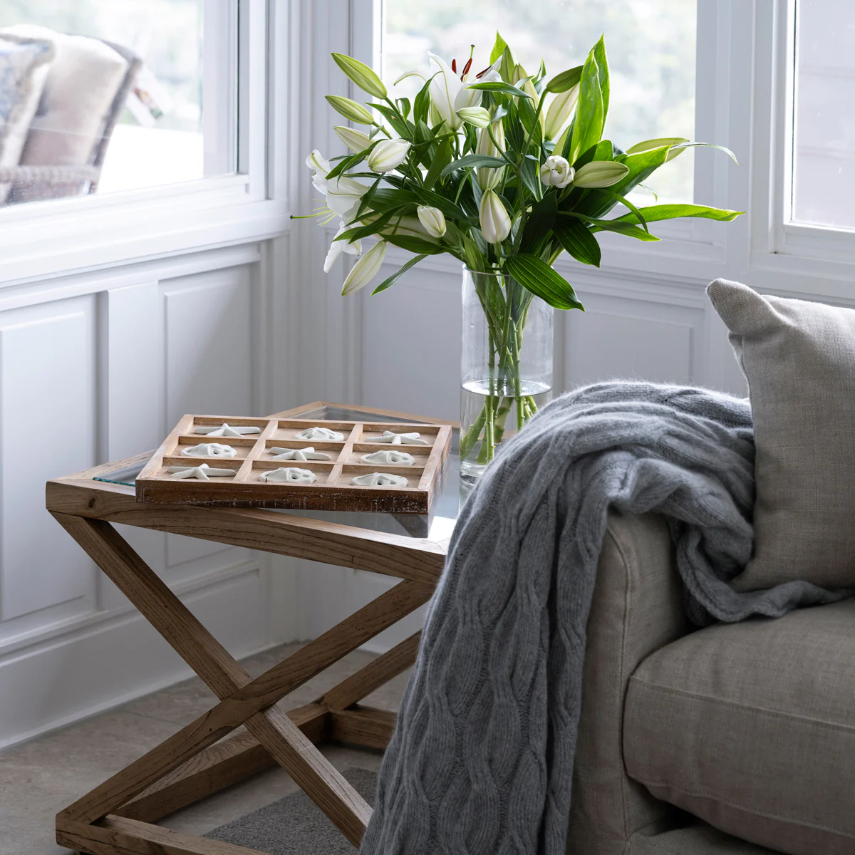 Oak Cross Leg Side Table - Image 2