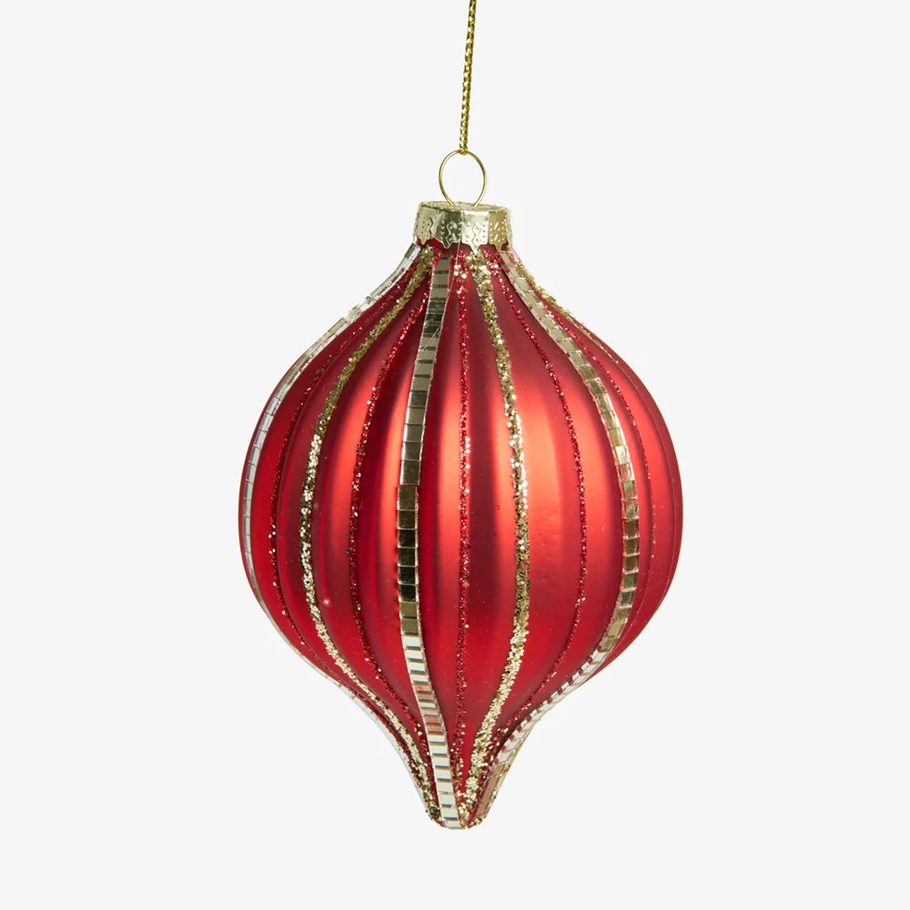 Onion Baubles Set Of 4 (Red & Gold) - Image 3