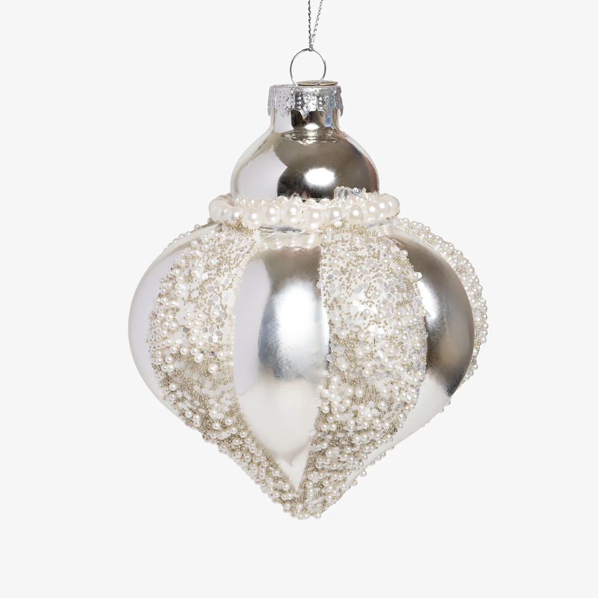 Onion Glass Bauble Set Of 4 (White) - Image 3