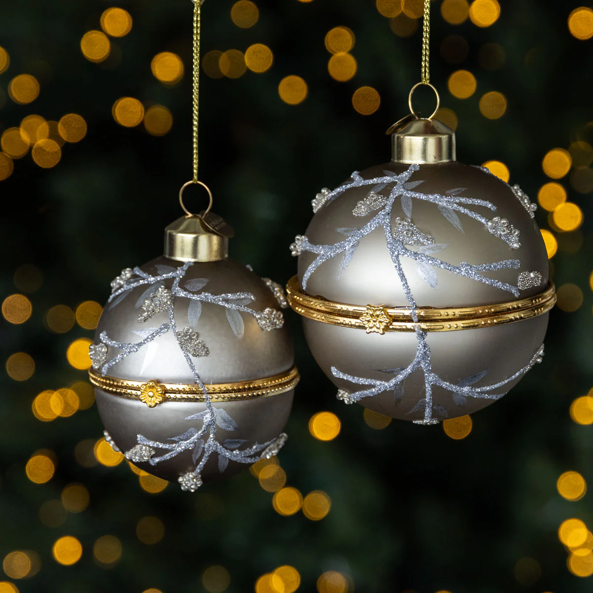 Opening Glass Bauble Set of 4 (Champagne) - Image 2